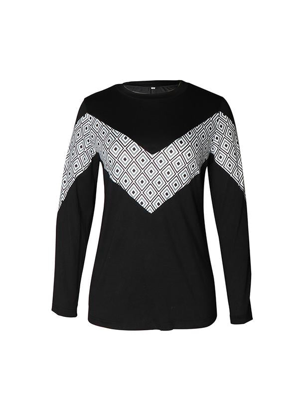 Round Neck Geometry Print Long Sleeve Sweatshirts