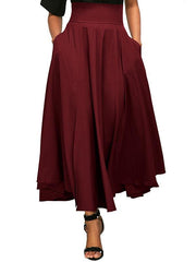 Plain Bowknot Zipper Long Skirt