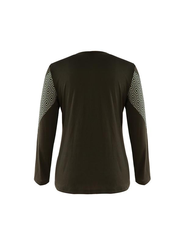 Round Neck Geometry Print Long Sleeve Sweatshirts