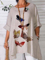 Round neck women casual losse half sleeve Blouses