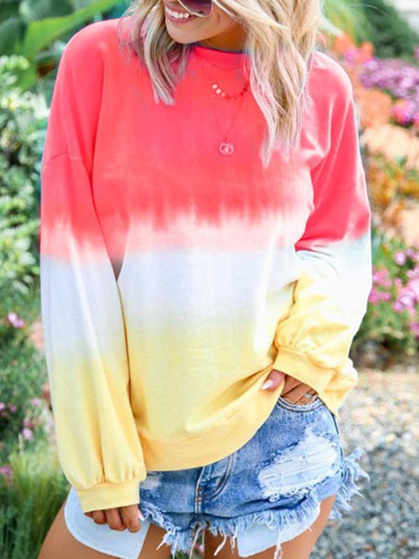 Rainbow printed long sleeve round neck sweatshirts