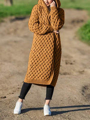 Fashion plain hoodie long sweater coats cardigans