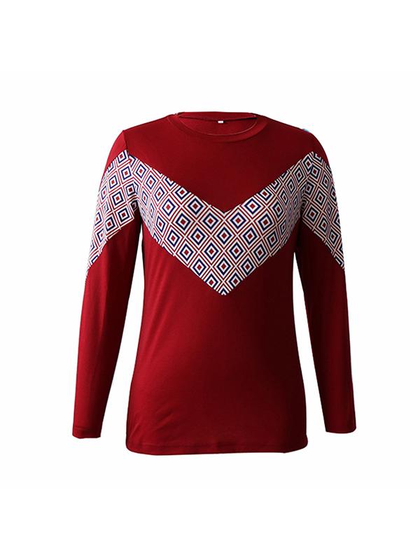 Round Neck Geometry Print Long Sleeve Sweatshirts