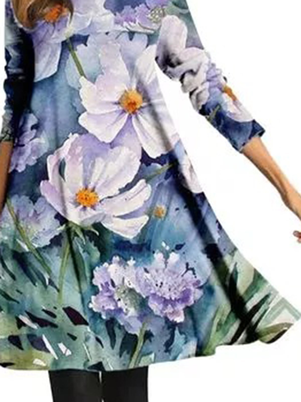 Blue Floral Casual Vacation Elegant Midi Dresses