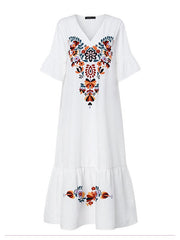 Comfy women printed short sleeve maxi dresses