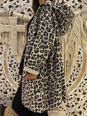 Fashion Leopard Print Hooded Woman Coats