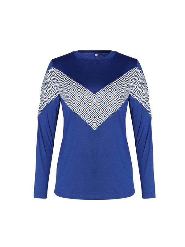Round Neck Geometry Print Long Sleeve Sweatshirts
