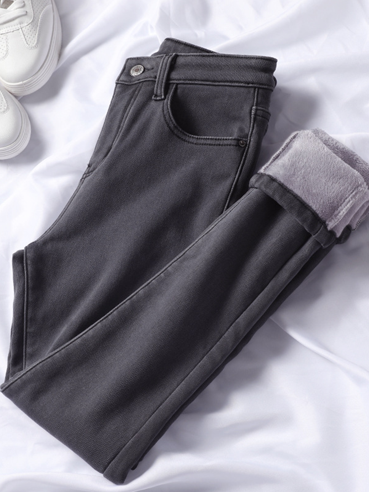 Casual Denim Solid Pants