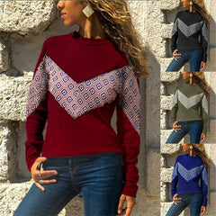 Round Neck Geometry Print Long Sleeve Sweatshirts