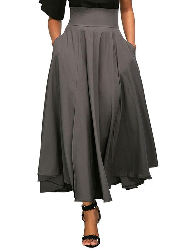 Plain Bowknot Zipper Long Skirt