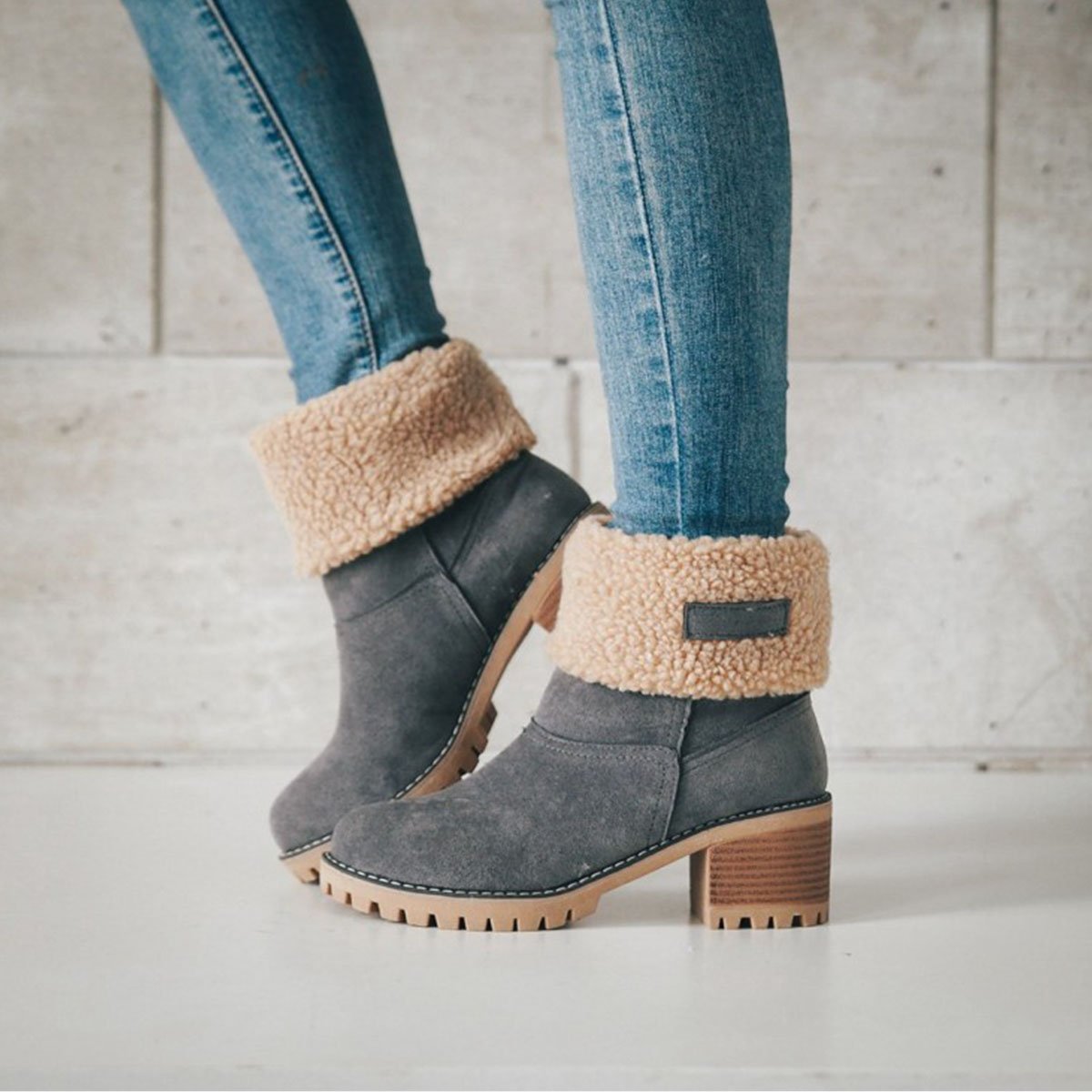 Plain Chunky Mid Heeled Date Ankle Boots