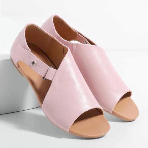 Plain Flat Peep Toe Casual Date Flat Sandals