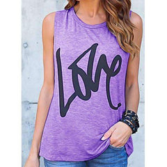 Casual Sleeveless Round Neck Printed T-Shirts