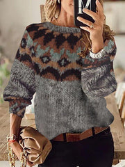 Crew Neck Tribal Boho Sweater
