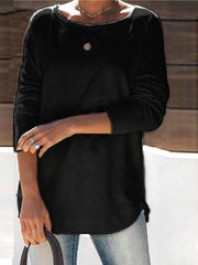 Crew Neck Solid Casual Shirts & Tops