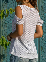 Sexy cutout lace short sleeve lace t-shirt