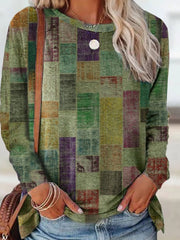 Cotton-Blend Abstract Holiday Long Sleeve Shirts & Tops