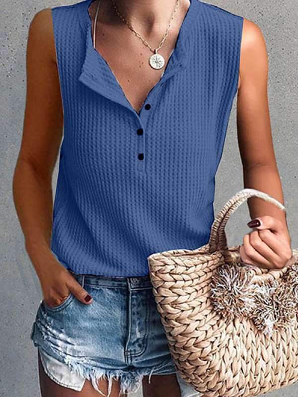 Casual Round Neck Sleeveless T-Shirt