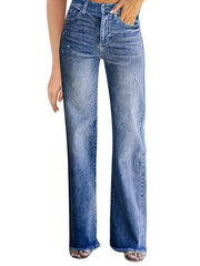 Blue denim women long jeans autumn pants