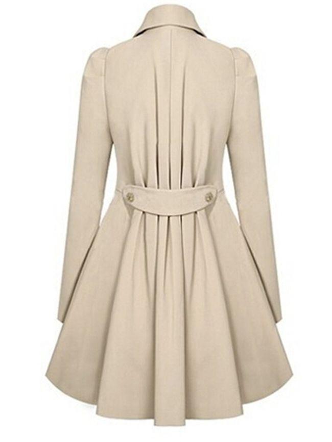 Appealing Pleated Lapel Breasted  Trench-Coat