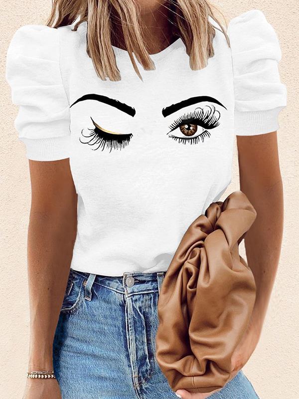 Casual printed round neck short-sleeved pullover T-shirts