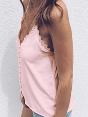 Chic Women V neck Strap Pink Vests