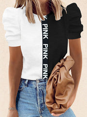 Casual printed round neck short-sleeved pullover T-shirts