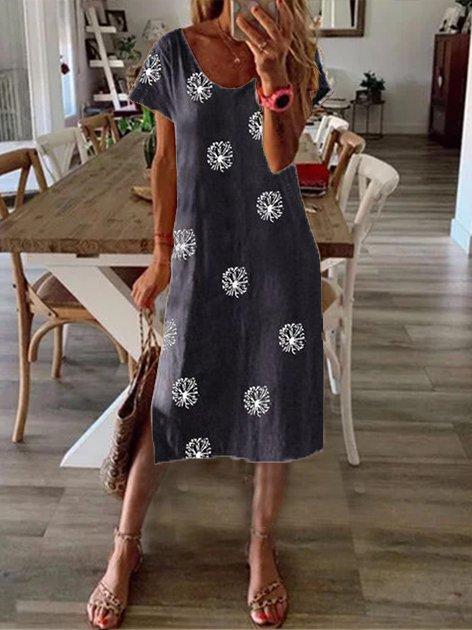 Plus Size Vintage Boho Hippie Holiday V Neck Casual Dresses