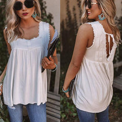 Casual loose solid color halter vest top