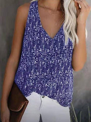 Fashion printed Bling Bling loose V-neck sleeveless women vest