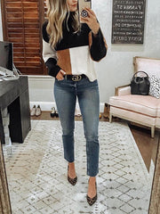 Color Blocking High Collar Warm Long Sleeve Woman Sweater