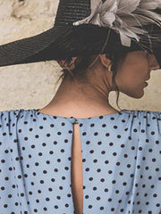 Crew Neck Cutout Flounce Belt Loops Ruffles Polka Dot Petal Sleeve Bodycon Dresses