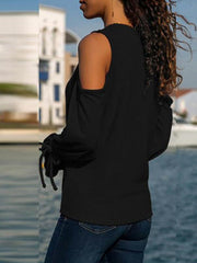 Round Leader Neck Band With Long Sleeves And Shoulder Drop T-Shirt