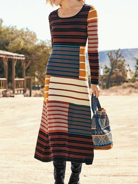 Colorful striped casual dress