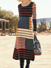 Colorful striped casual dress