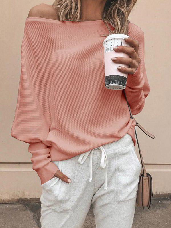 Sexy Off Shoulder Solid Top Sweater