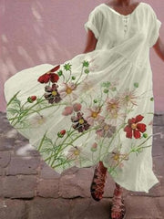 Chic women floral printed mini dress maxi dresses