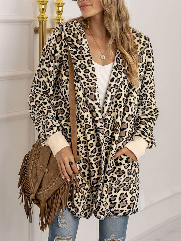 Fashion leopard print plush coats