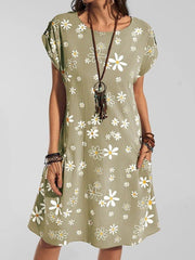 Casual Floral Short Sleeve Dresses