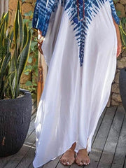 Casual loose printed V-neck holiday dress