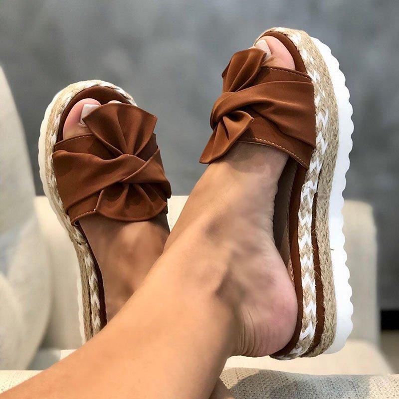 Women Casual Daily Comfy Bowknot Slip On Sandals