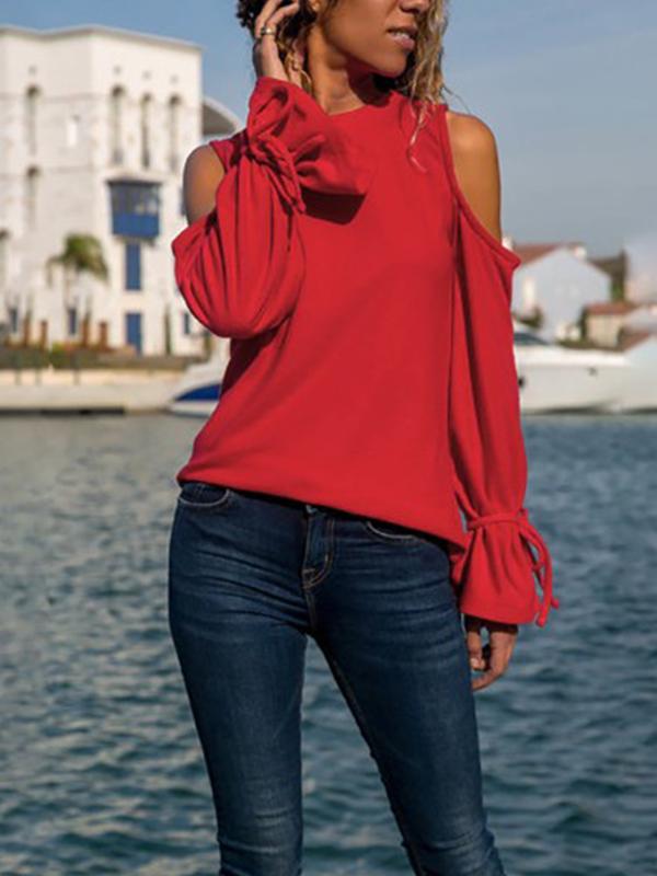 Round Leader Neck Band With Long Sleeves And Shoulder Drop T-Shirt