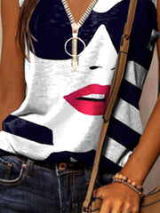Cotton-Blend Abstract Casual Vests