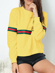 Casual Round Neck Striped Sweatshirts For Woman