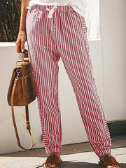 Casual Striped long fashion loose waist pants