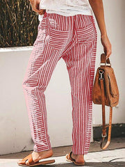 Casual Striped long fashion loose waist pants