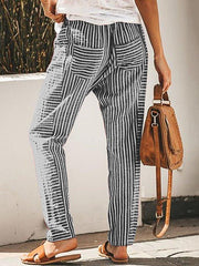 Casual Striped long fashion loose waist pants