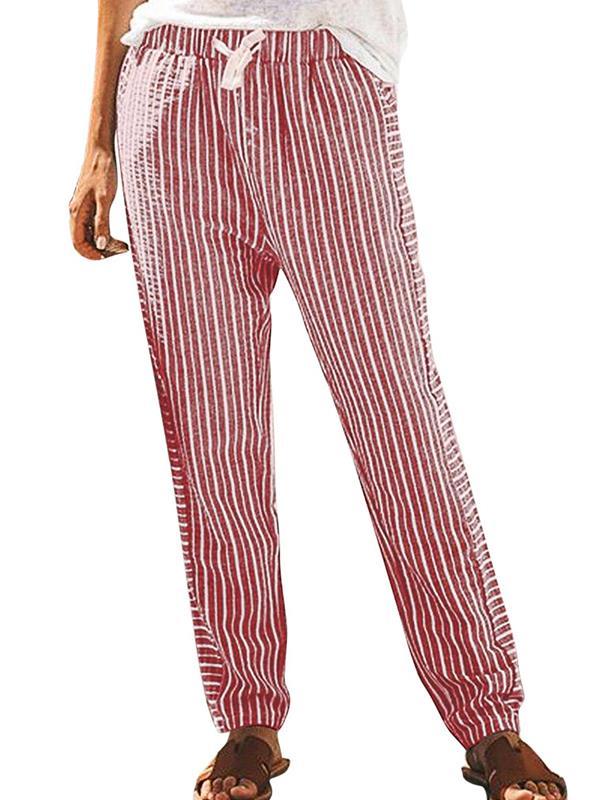 Casual Striped long fashion loose waist pants