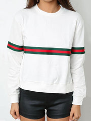 Casual Round Neck Striped Sweatshirts For Woman