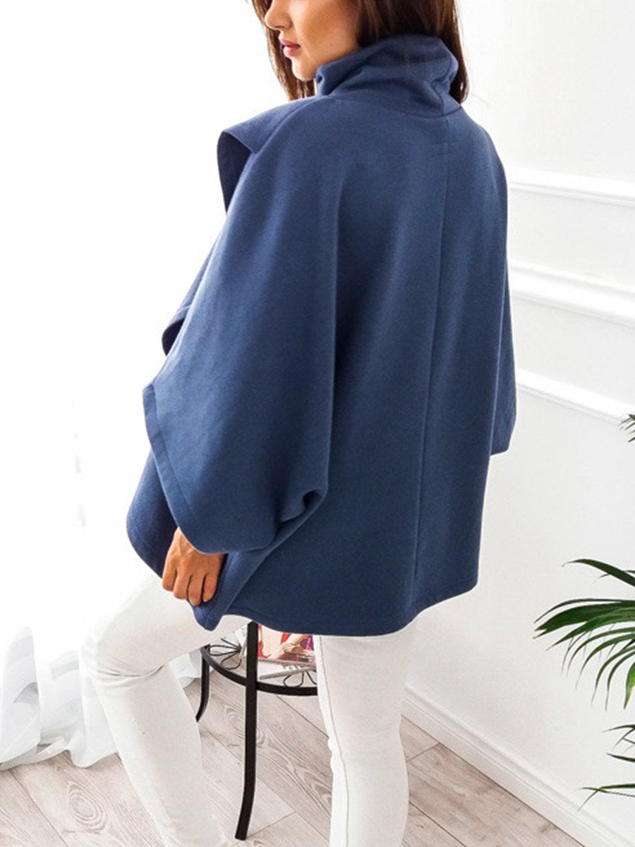 Wool High Collar Long Sleeve Cape Coats